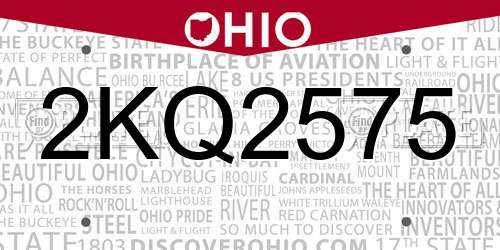 2KQ2575 Ohio License Plate