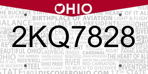 2KQ7828 Ohio License Plate
