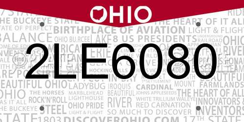 2LE6080 Ohio License Plate