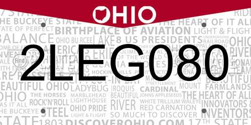 2LEG080 Ohio License Plate