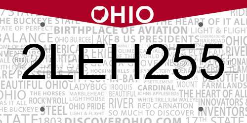 2LEH255 Ohio License Plate