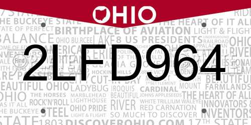 2LFD964 Ohio License Plate