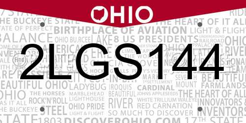 2LGS144 Ohio License Plate