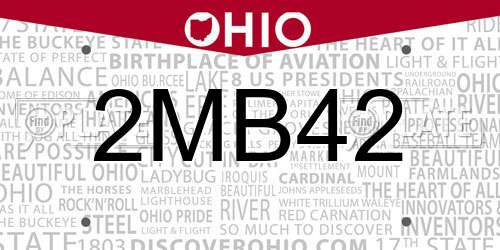 2MB42 Ohio License Plate