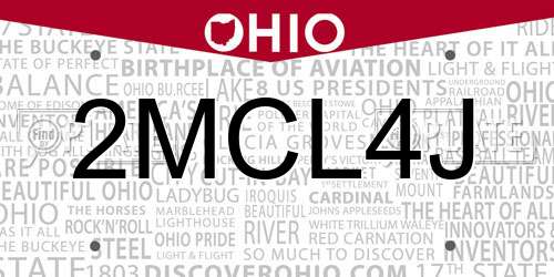 2MCL4J Ohio License Plate