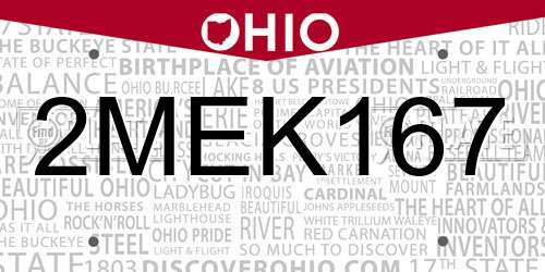2MEK167 Ohio License Plate