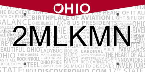 2MLKMN Ohio License Plate
