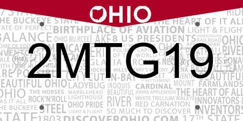 2MTG19 Ohio License Plate