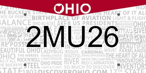 2MU26 Ohio License Plate