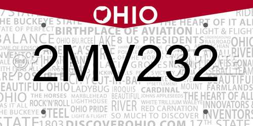 2MV232 Ohio License Plate