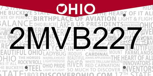 2MVB227 Ohio License Plate