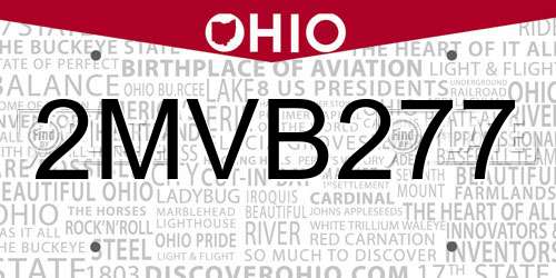 2MVB277 Ohio License Plate