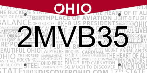 2MVB35 Ohio License Plate