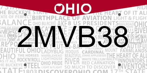 2MVB38 Ohio License Plate