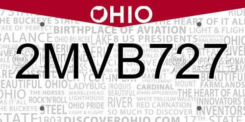 2MVB727 Ohio License Plate