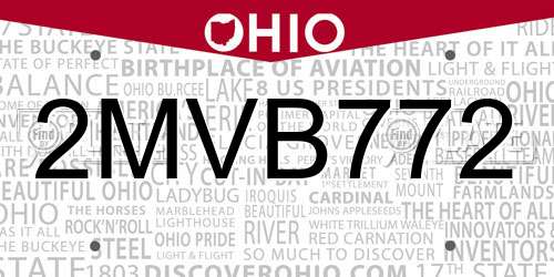 2MVB772 Ohio License Plate