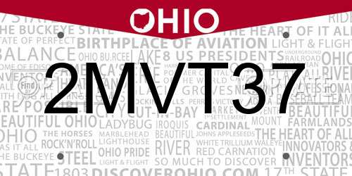 2MVT37 Ohio License Plate