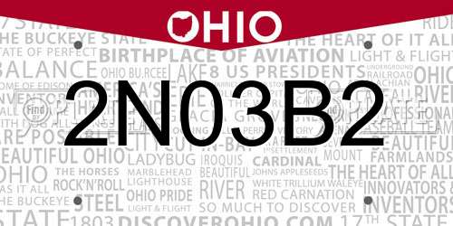 2N03B2 Ohio License Plate