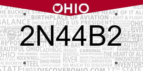 2N44B2 Ohio License Plate