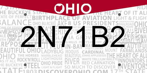 2N71B2 Ohio License Plate