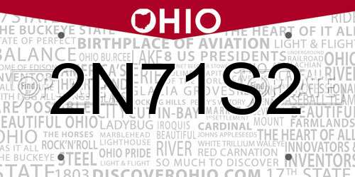 2N71S2 Ohio License Plate
