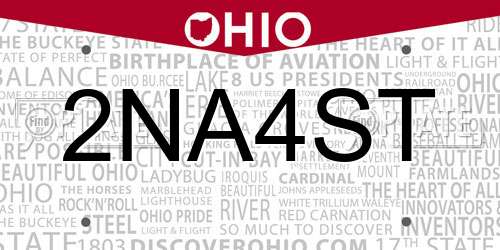 2NA4ST Ohio License Plate