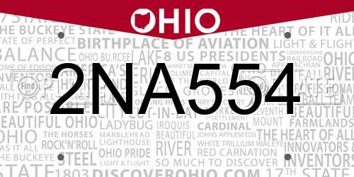2NA554 Ohio License Plate