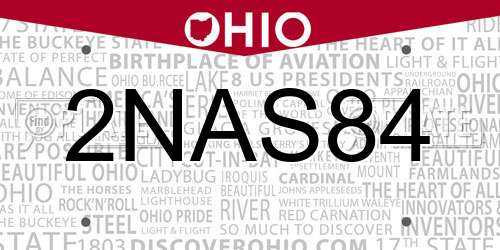 2NAS84 Ohio License Plate