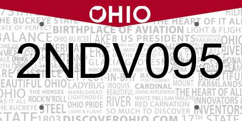 2NDV095 Ohio License Plate