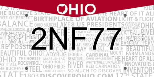 2NF77 Ohio License Plate