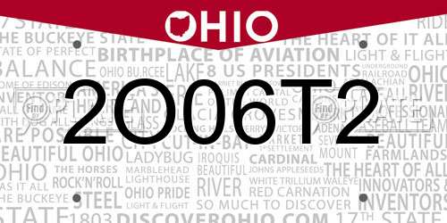 2O06T2 Ohio License Plate