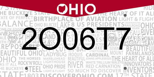 2O06T7 Ohio License Plate