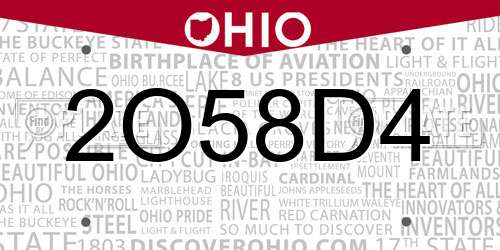 2O58D4 Ohio License Plate