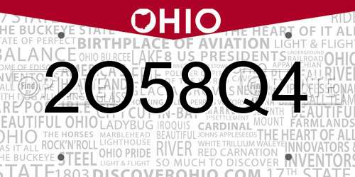 2O58Q4 Ohio License Plate