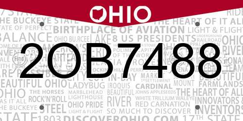 2OB7488 Ohio License Plate