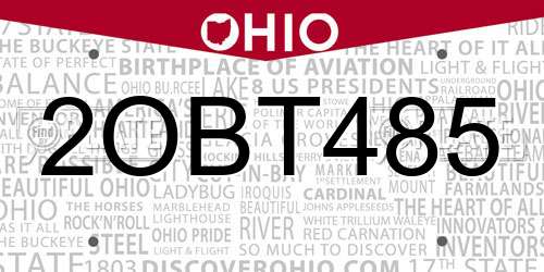 2OBT485 Ohio License Plate