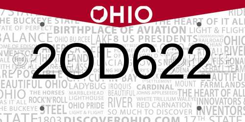 2OD622 Ohio License Plate