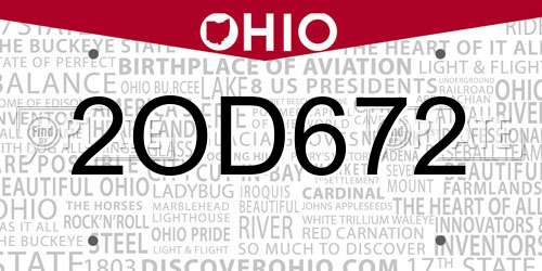2OD672 Ohio License Plate