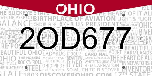 2OD677 Ohio License Plate