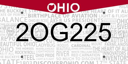 2OG225 Ohio License Plate