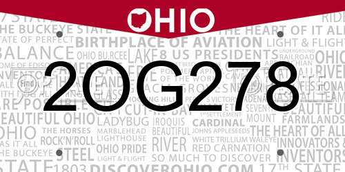 2OG278 Ohio License Plate