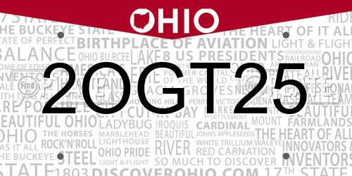 2OGT25 Ohio License Plate