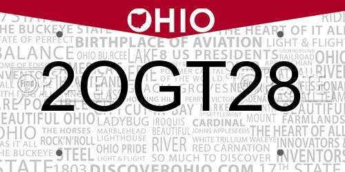 2OGT28 Ohio License Plate