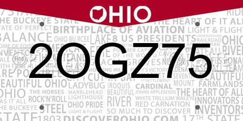 2OGZ75 Ohio License Plate