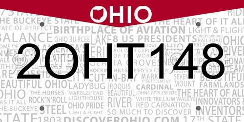 2OHT148 Ohio License Plate
