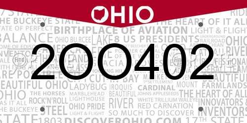 2OO402 Ohio License Plate
