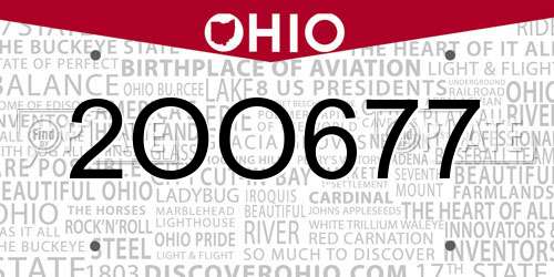 2OO677 Ohio License Plate