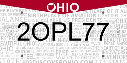 2OPL77 Ohio License Plate