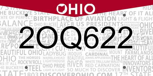 2OQ622 Ohio License Plate