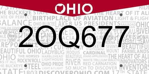 2OQ677 Ohio License Plate